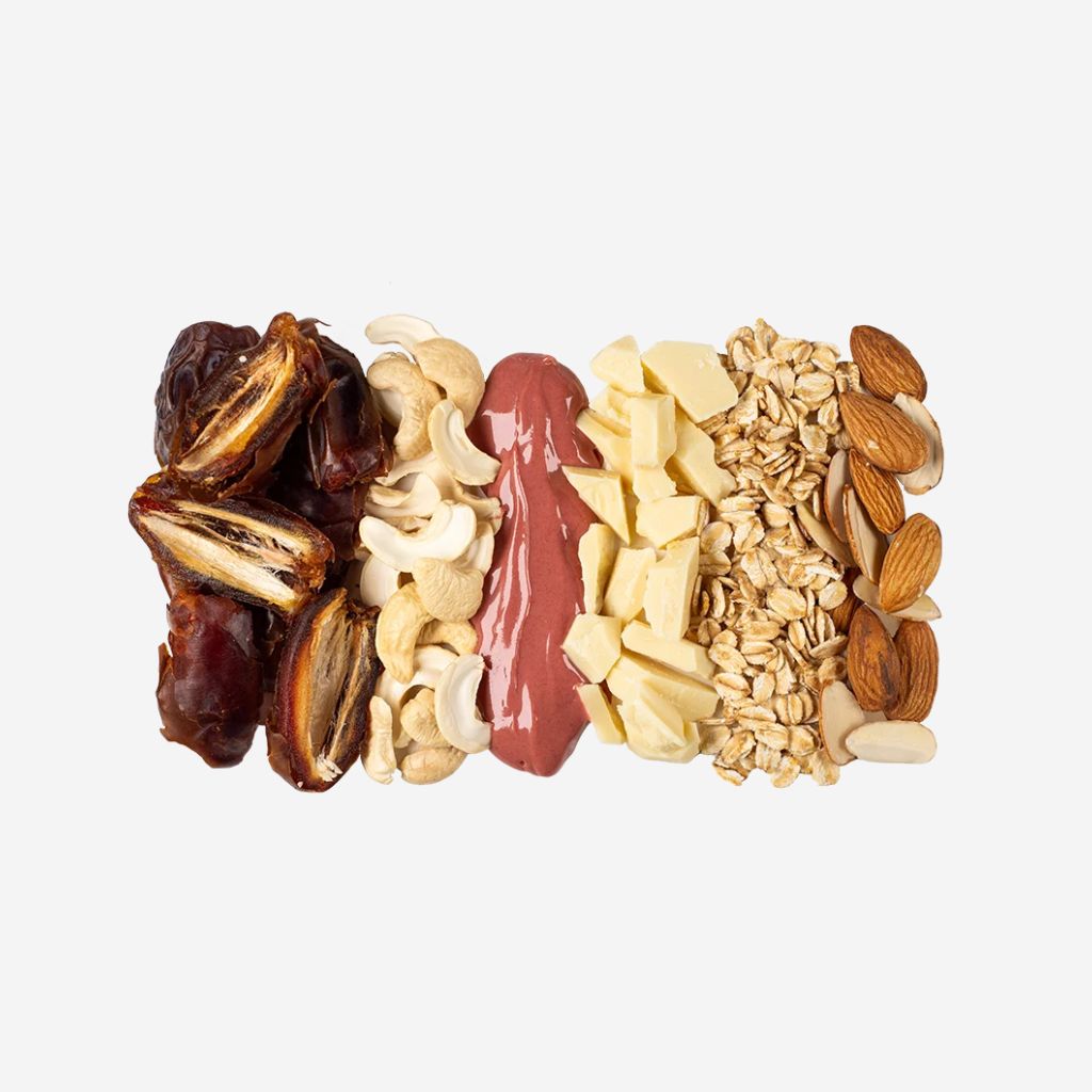 Mandel-Cashew-Himbeer Riegel